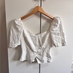 Aritzia Wilfred Linen Puff Sleeve Top